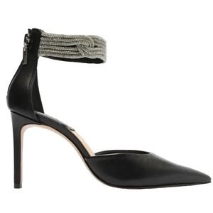 NWT/NIB Schutz Linara Black Nappa Leather Embellished Ankle Strap Heels(Sz. 10)
